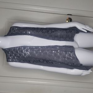 Charlotte Russe Gray Lace Vest Early 2000s Y2K Size Small